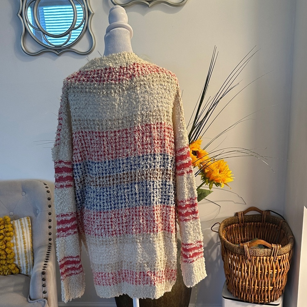 ADORA Cream and Pink Open-Front Cardigan - Picture 4 of 8